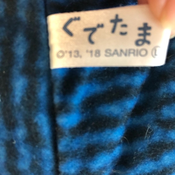 Rare Large Furyu Sanrio 2018 Gudetama Lazy Egg Wearing “Denim” Overalls Plush - Picture 8 of 8